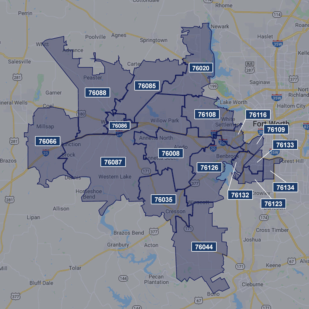 West Fort Worth Zip Code Map