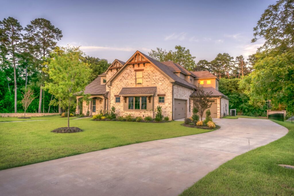 A cozy beige bungalo house.